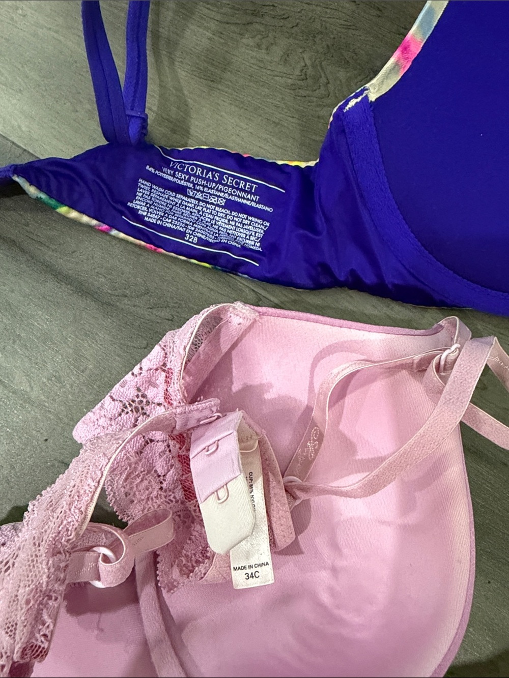 Victoria's Secret Pink Bra with Multicolor Tie-Dye Pair - Picture 2 of 2